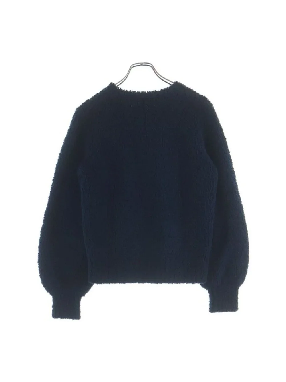 Chanel CC Logo Wool Acrylic Long Sleeve Knit Sweater Cashmere Blend Navy